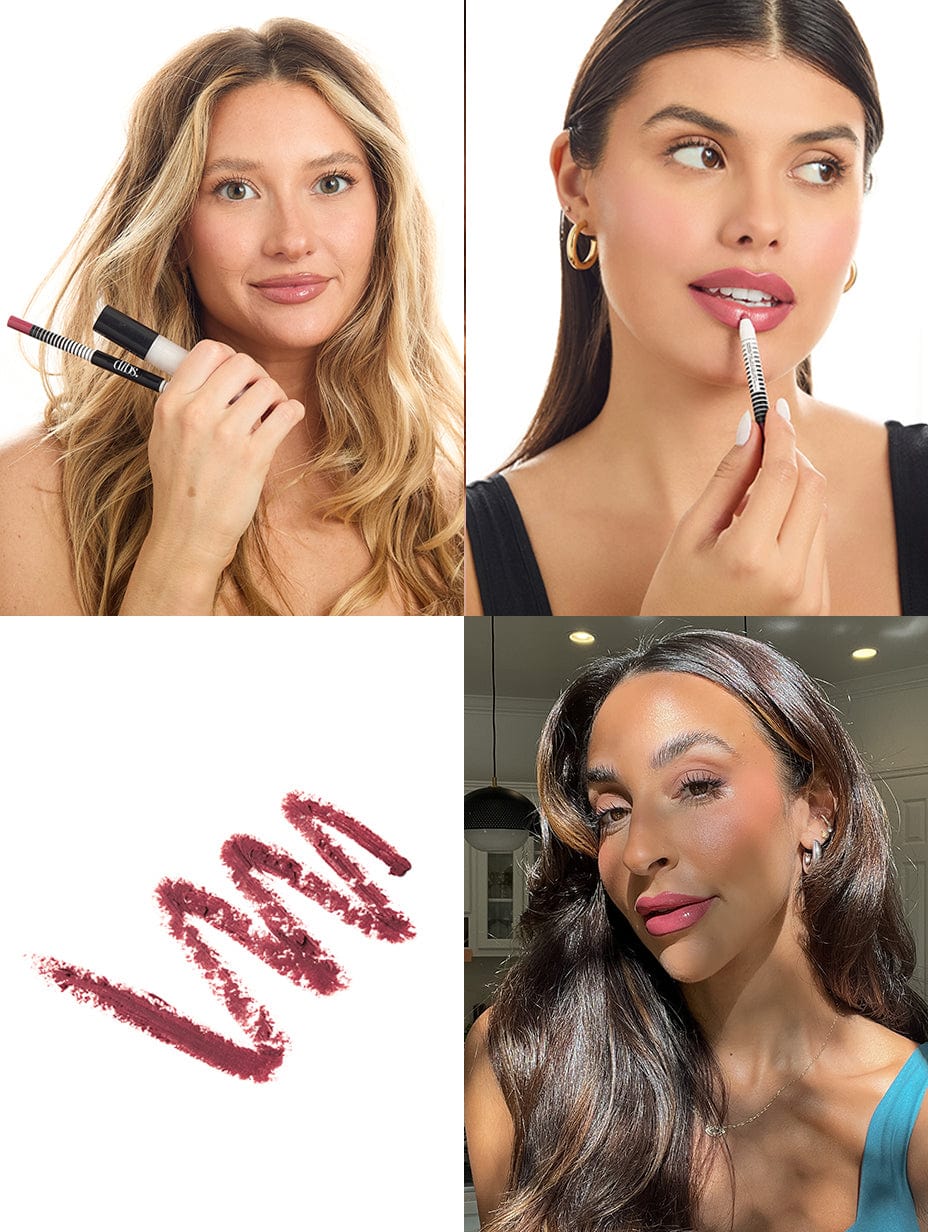 No Pressure Lip Liner - Shade 4 - Pretty Spicy (poppy pink) - Collage Image